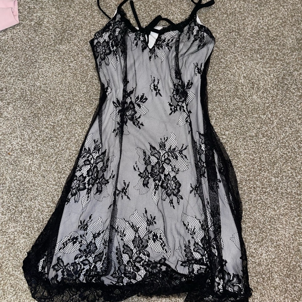 Small black lace coquette dress